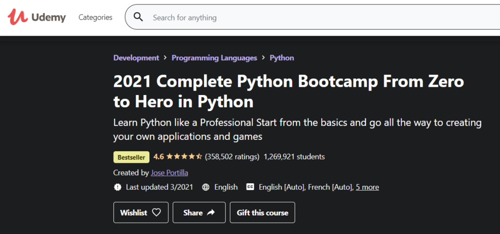 Complete Python Bootcamp Udemy