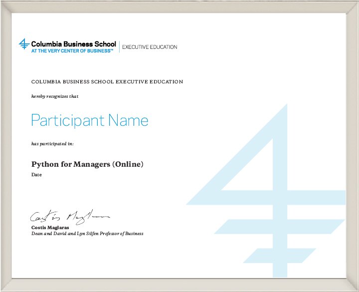 Python for Managers Columbia Business School