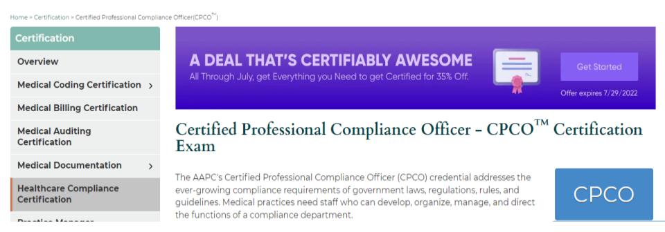 Certified Professional Compliance Officer