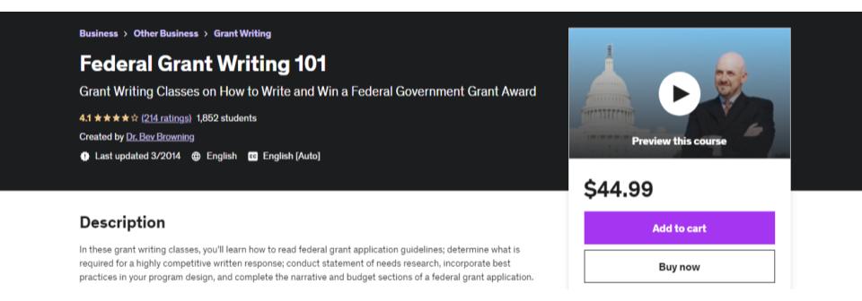Federal Grant Writing 101 Certification Course