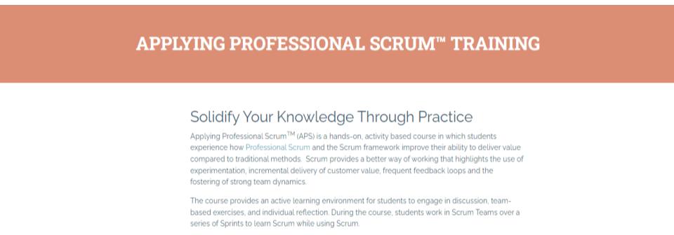 Professional Scrum Training Certification Program