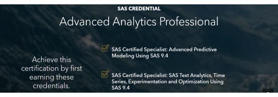 SAS Credential Advanced Analytics Professional