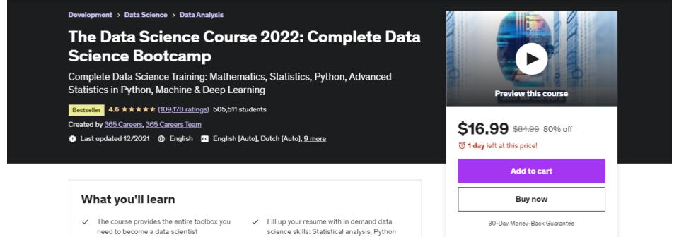The Data Science Course 2022 - Complete Data Science Bootcamp