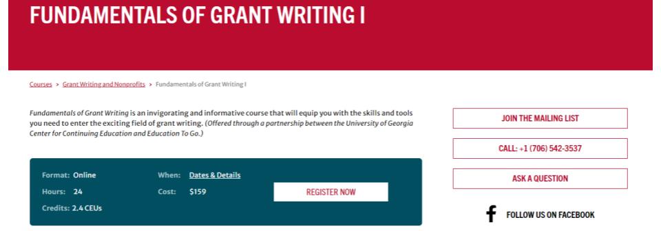 Fundamentals of Grant Writing I Certification Program