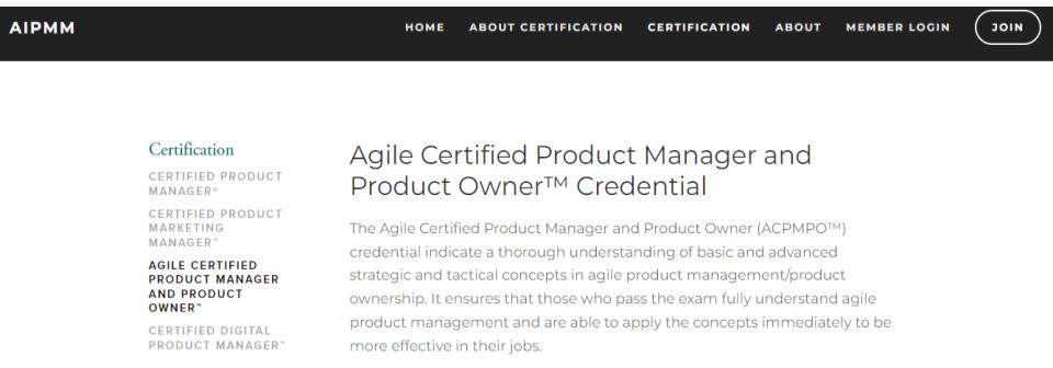 Agile Certified Product Manager and Product Owner Credential Certification Program