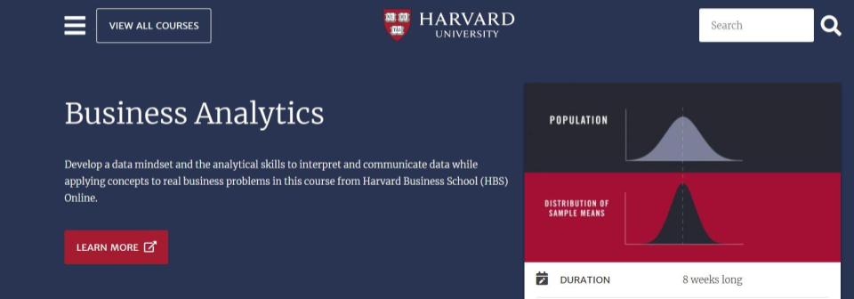 Harvard University Business Analytics Course
