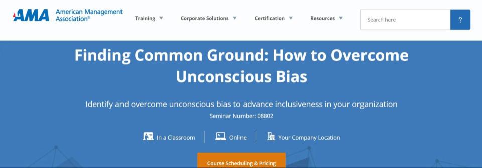 Identify and Overcome Unconscious Bias by AMA - How to Improve Workplace Diversity