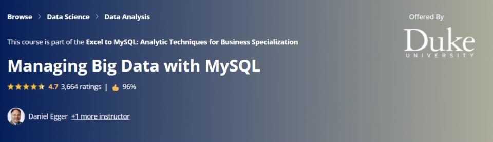 Managing Big Data with MySQL - Coursera