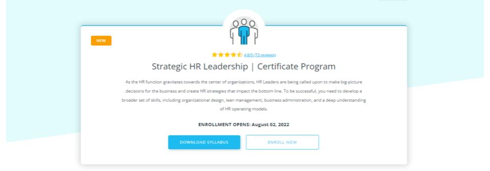 Strategic HR Leadership Certificate Program