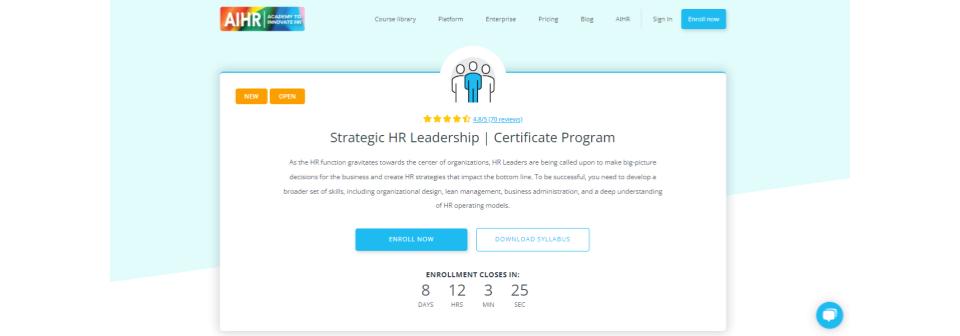 strategic HR leadership certificate program
