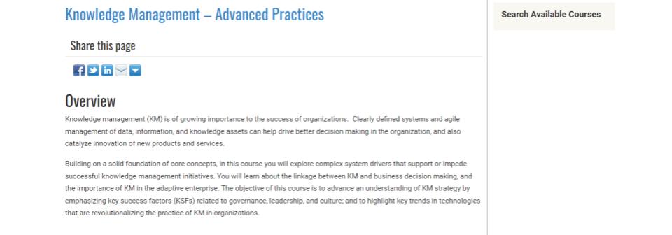 knowledge management - advanced practices cetification course