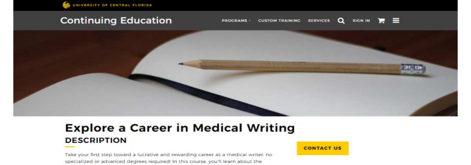 The University of Central Florida Medical Writing Course